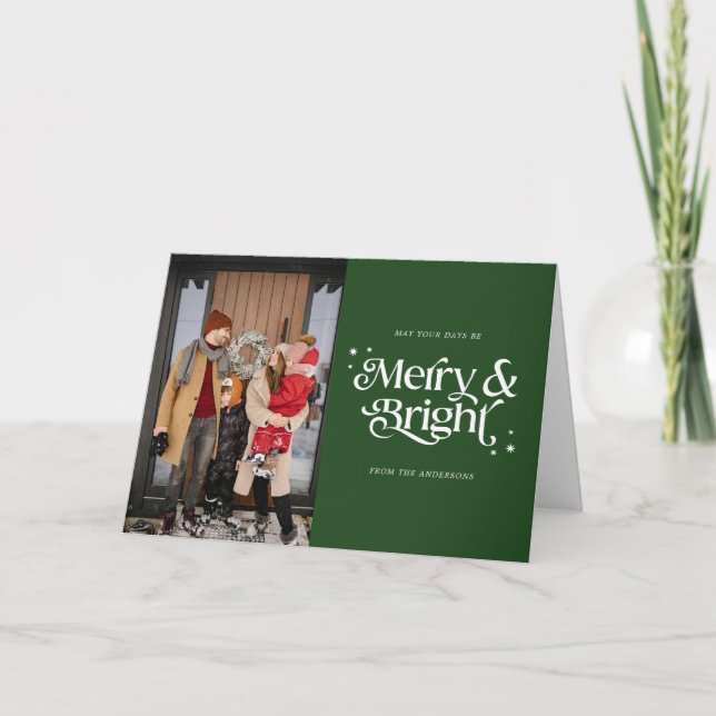 Foto Merry & Bright Minimal Weihnachten Karte (Vorderseite)