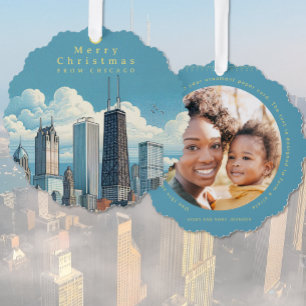Foto Merry Christmas Chicago Ornament Card hinzufü Karte