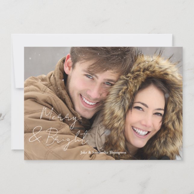 Foto Merry und Bright Feiertagskarte (Vorderseite)