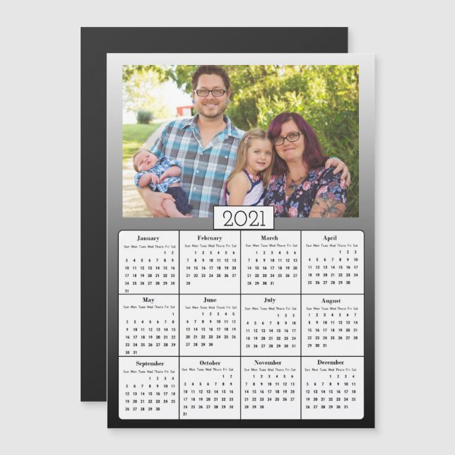 Foto Mini 2021 Kalender Magneteinladung (Vorne/Hinten)