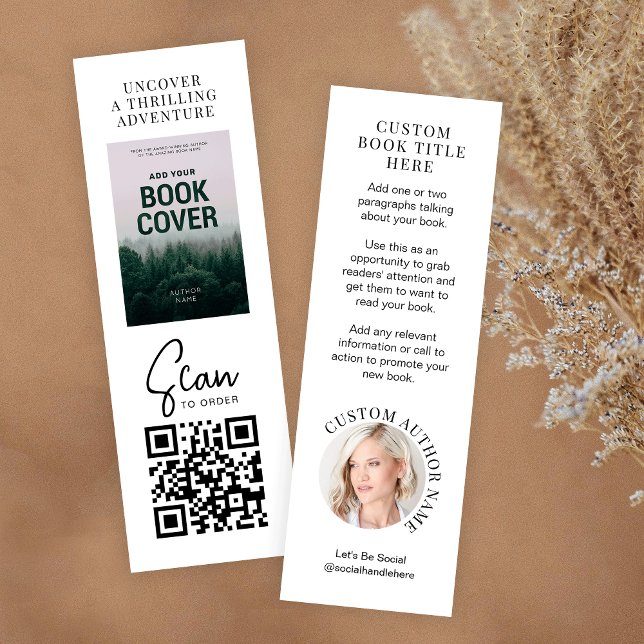 Foto-Mini-Lesezeichen-Karte für die Veröffentlichu Mini Visitenkarte (Minimalist MINI bookmark design with your custom book cover and author photo)