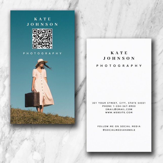 Foto Minimal Fotograf QR Code Social Media Visitenkarte (Von Creator hochgeladen)