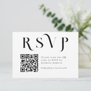 Foto Minimal Schwarz und Weiß Einfache Hochzeit RSVP Karte