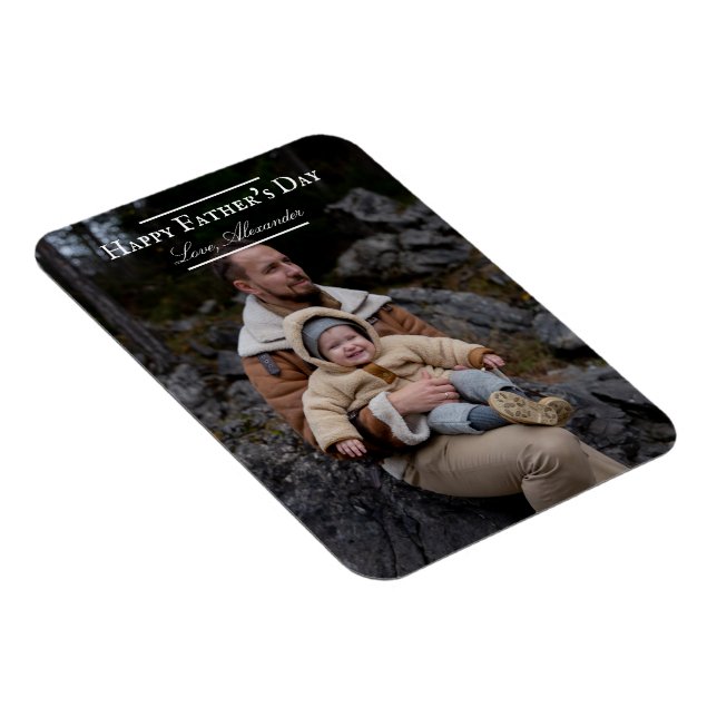 Foto Minimalistisch Vatertag | weiß Magnet (Rechte Seite)