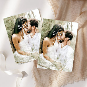 Foto Minimalistische Schwarz-Weiß-Monogramm-Hochze Save The Date