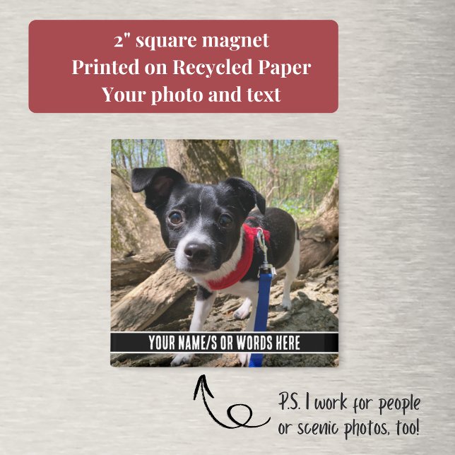 Foto mit Anpassung an die unterste Moderne Magnet (Your custom text and pet photo make this square magnet a perfect, inexpensive gift.)