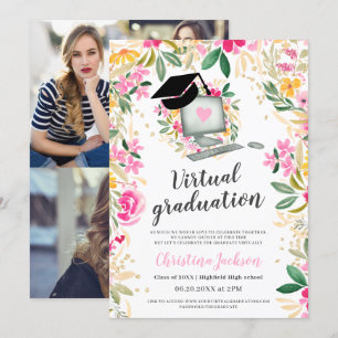 Foto mit Aquarellgolden, virtueller Abschluss Einladung