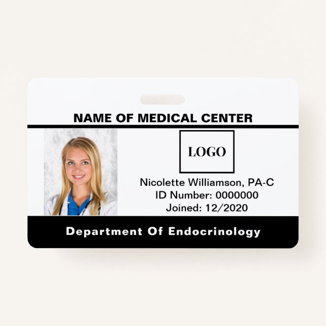 Foto mit Barcode-ID für Krankenhäuser Medizinische Ausweis (Vorderseite)