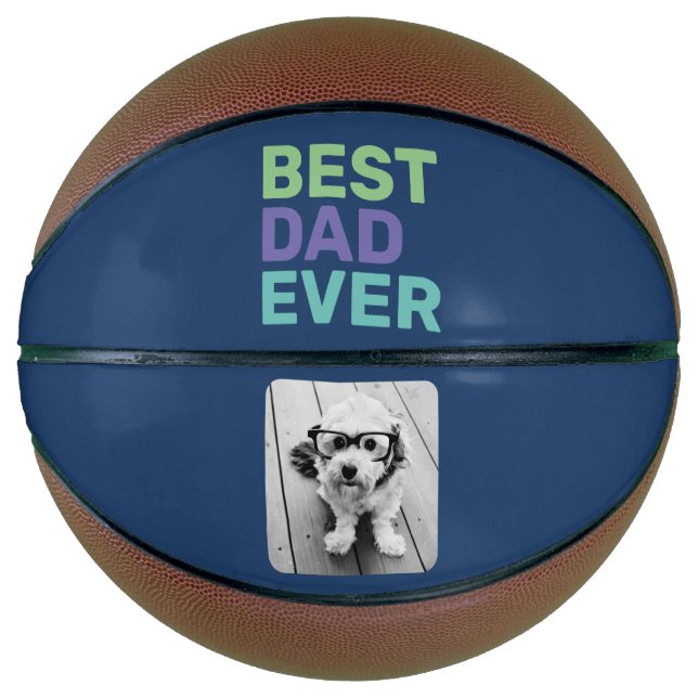 Foto mit Bestem Vater je - Whimsisches Grüßen Blau Basketball (Vorderseite)