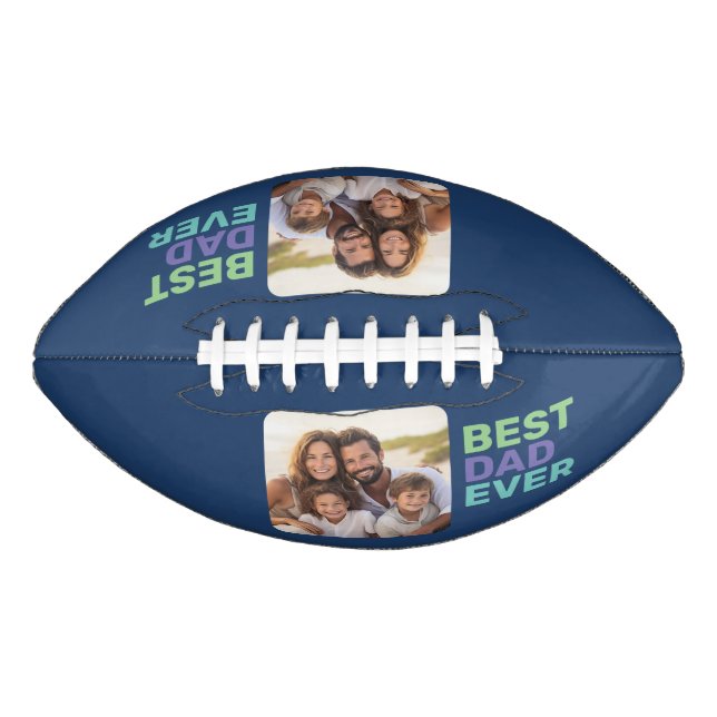 Foto mit Bestem Vater je - Whimsisches Grüßen Blau Football (Vorderseite)