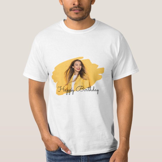 Foto mit eigener Marke Happy Birthday T - Shirt (Vorderseite)