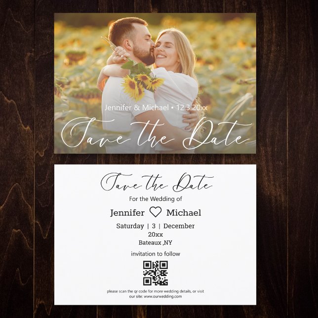Foto mit elegantem QR-Code minimal Save The Date (Von Creator hochgeladen)
