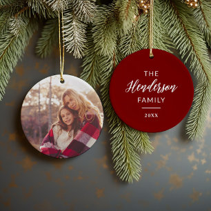 Foto mit Familienname und -jahr Keramik Ornament