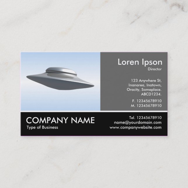 Foto mit Footen - 60pc Grau - fliegender Saucer Visitenkarte (Vorderseite)
