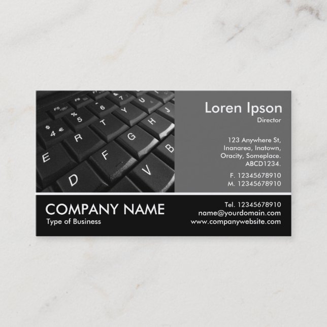 Foto mit Footen - 60pc grau - Tastatur Visitenkarte (Vorderseite)