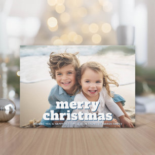 Foto mit großem FROHES Weihnachten - marineblau