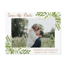 Foto mit grüner Leaf-Hochzeit speichern Sie das Da