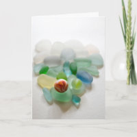 Foto mit Grußkarte aus Meerglas, Strandglas