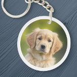 Foto mit Haushund, weißer Rand Schlüsselanhänger<br><div class="desc">Keyring mit Ihren individuellen Fotografien,  umgeben von einem weißen Rahmen. Doppelseitiger Druck.</div>