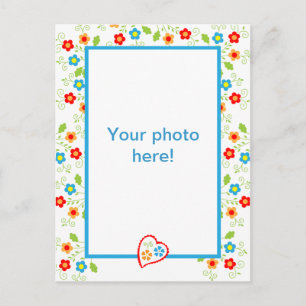 Foto mit Herz und Blume Postkarte