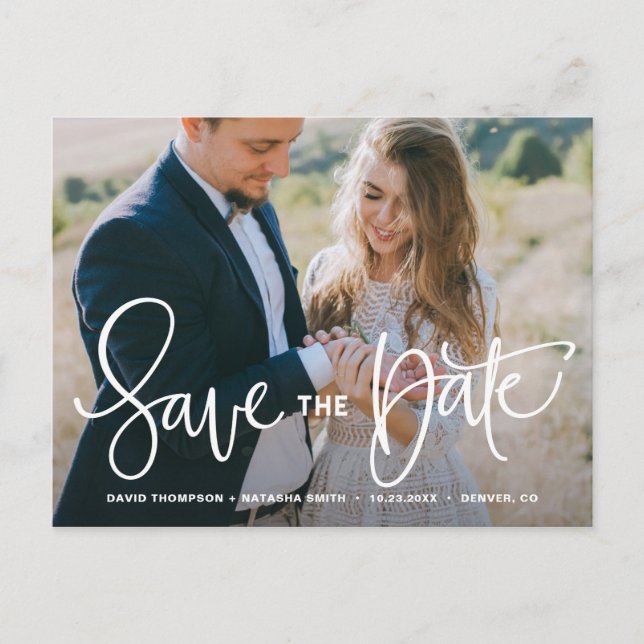 Foto mit Hübscher Hand Save the Date Ankündigungspostkarte (Vorderseite)