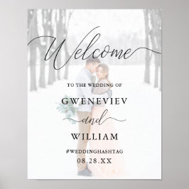 Foto mit kalligrafischer Hochzeitssymbol Poster