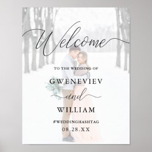 Foto mit kalligrafischer Hochzeitssymbol Poster