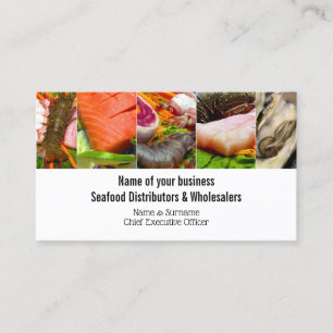 Foto mit Meeresfrüchten sammelt Frischfischgesch Visitenkarte
