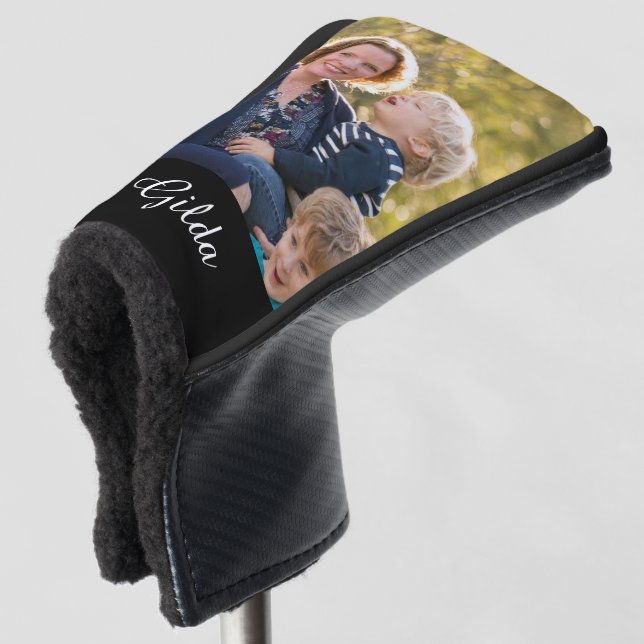 Foto mit mit Monogramm Namensskript-Typografie Golf Headcover (3/4 Vorderseite)