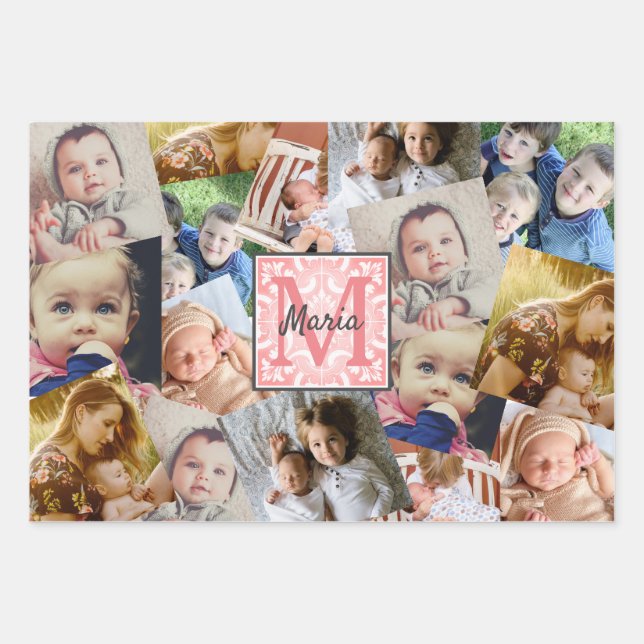 Foto mit Monogramm hochladen Geschenkpapier Set (Vorderseite)