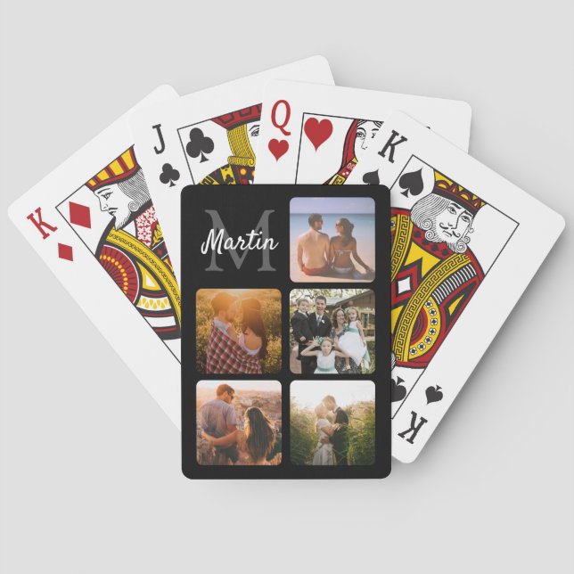 Foto mit Monogramm hochladen Spielkarten (Rückseite)