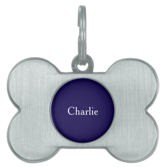 Foto mit Personalisiertem Namen Art Dark Blue Tiermarke (Vorderseite)