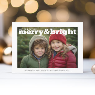 Foto mit riesigem Merry and Bright - einfach rot Feiertagskarte