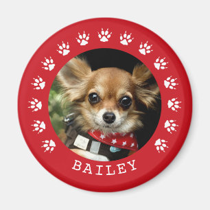 Foto mit rotem Paw-Druck Magnet