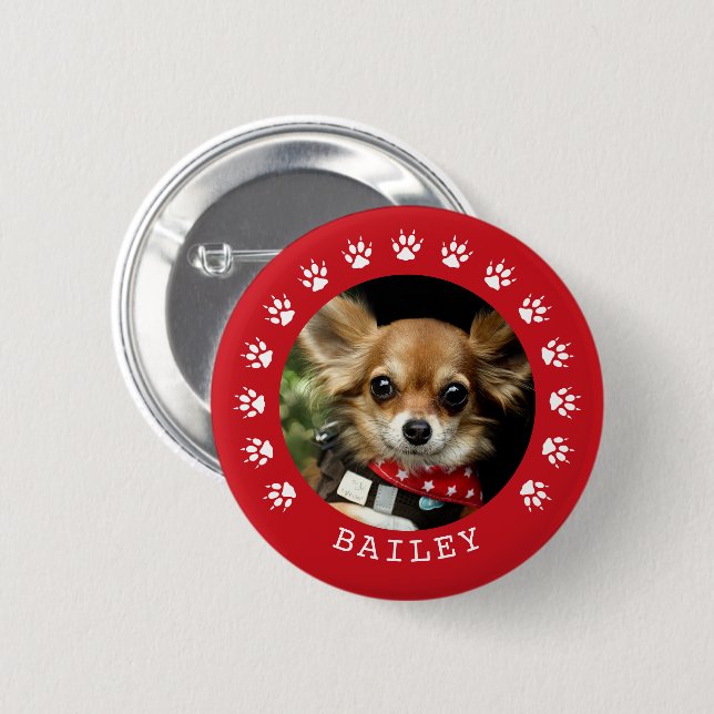 Foto mit roten Paw-Druckfarben Button (Vorne & Hinten)