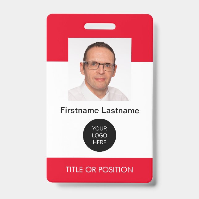 Foto mit roter ID Name Abzeichen Ausweis (Vorderseite)