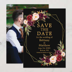 Foto mit schwarzem Goldrahmen für Wasserfarben Save The Date