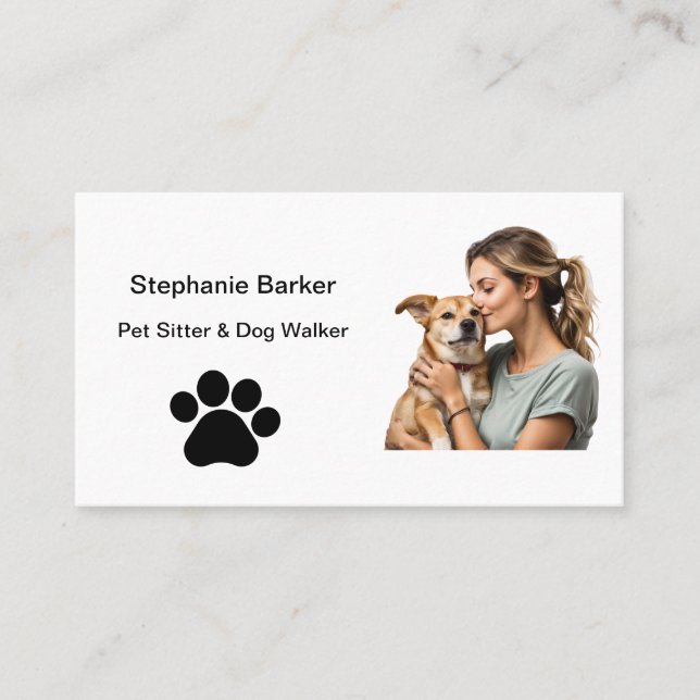 Foto mit Sitzgelegenheit Minimalistisch Paw Visitenkarte (Vorderseite)