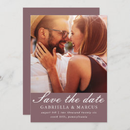 Foto mit verdecktem Plum-Hochzeit speichert das Da Save The Date