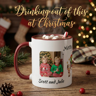 Foto mit Weihnachten Grün personalisieren Tasse