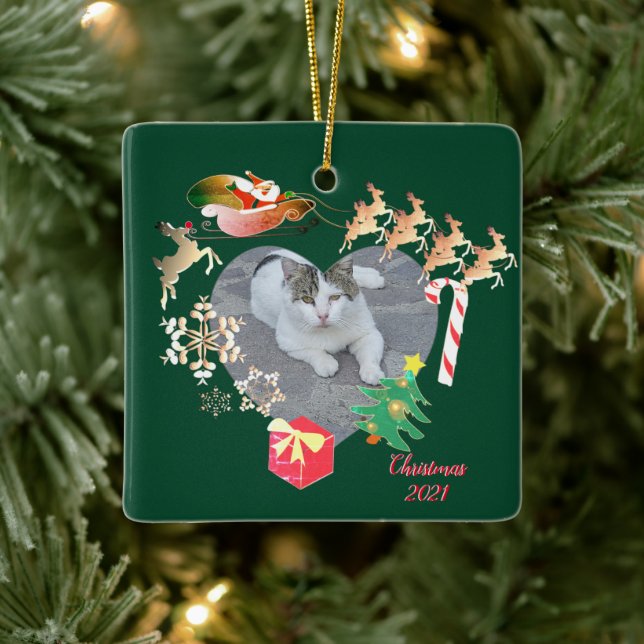 Foto mit Weihnachtsmann Weihnachten Keramik O Keramikornament (Baum)