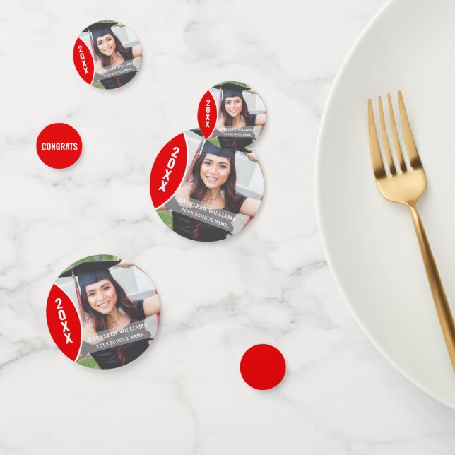Foto mit weißem Abschluss Personalisiert Konfetti (Gruppe)