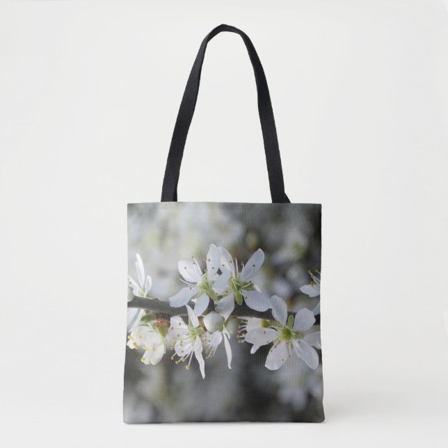 Foto mit weißem Blüten - Volldrucktasche Tasche (Vorderseite)