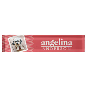 Foto mit Zickzack Muster Individuelle Name Namensplakette