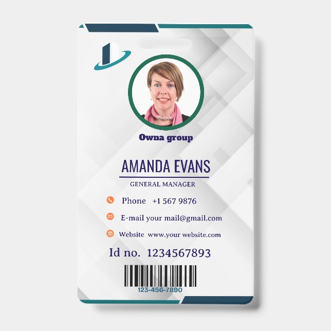 Foto Mitarbeiter Logo oder QR-Code weißes Abzeiche Ausweis (Vorderseite)