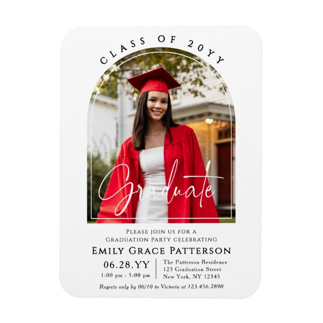 Foto Modern Arch Graduate Script Graduate Party Magnet (Vertikal)