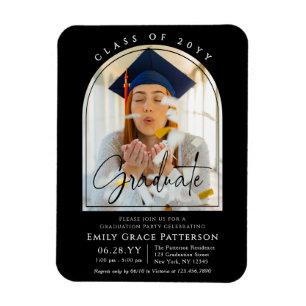 Foto Modern Arch Graduate Script Graduate Party Magnet
