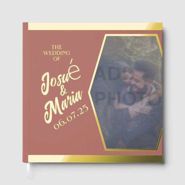 Foto Modern Wedding Foil Gästebuch hinzufügen (Vorderseite)