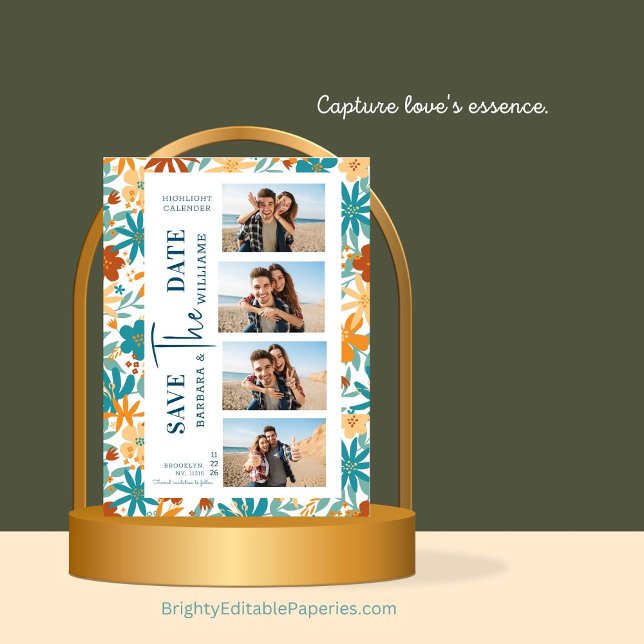 Foto Moderne Abstrakte Wildblume Helle Kunst Save The Date (Chic date announcement.)