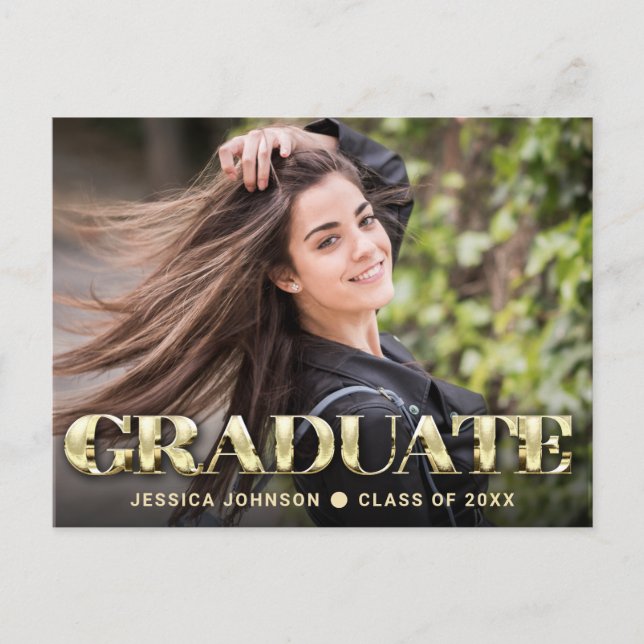 FOTO Moderne Elegante Graduiertenparty Einladung Postkarte (Vorderseite)